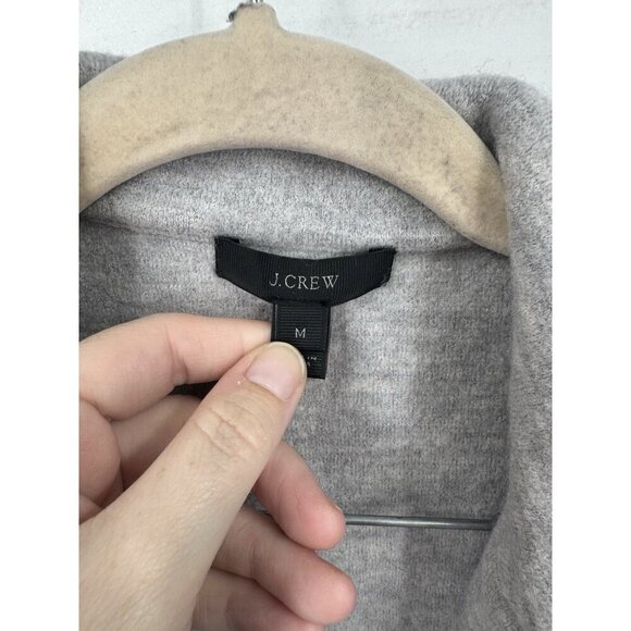 J. Crew Tipped Wool Sweater Blazer Jacket Women Medium Silver Minimalist Modern - Picture 4 of 9